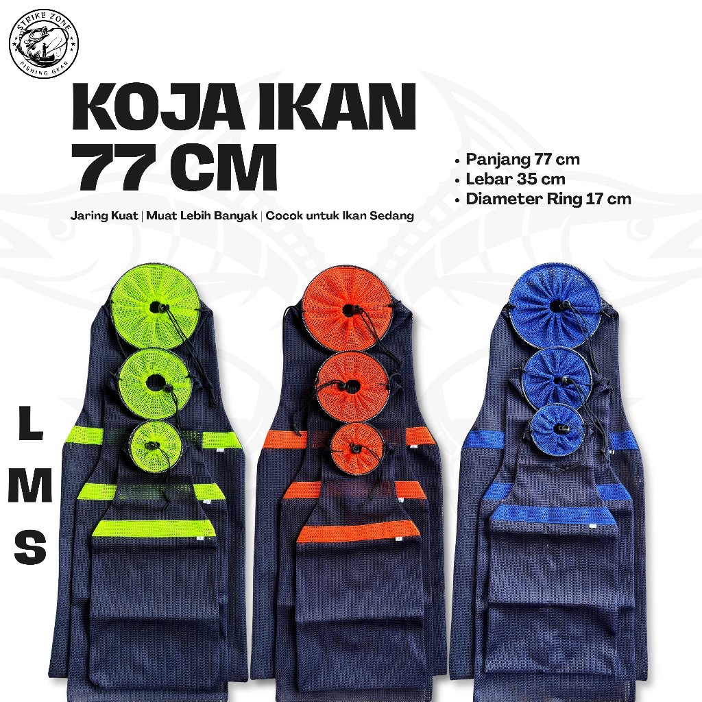 Koja Ikan 77cm Jaring Kuat – Korang Tempat Ikan Sedang – Bahan Tebal Tidak Mudah Robek, Tahan Lama