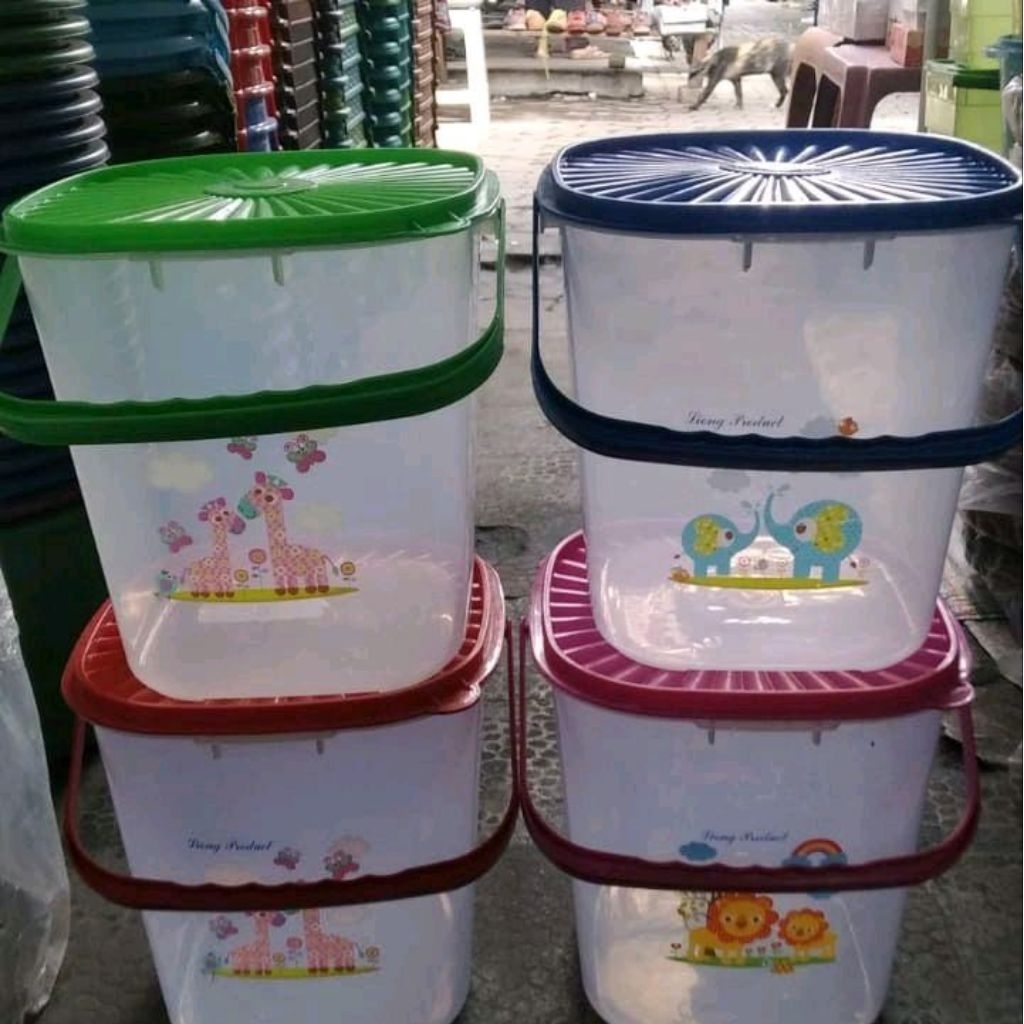 Toples Gagang Segi 10 Liter / Toples Gagang Buah Bening 10 Liter / Toples Kerupuk