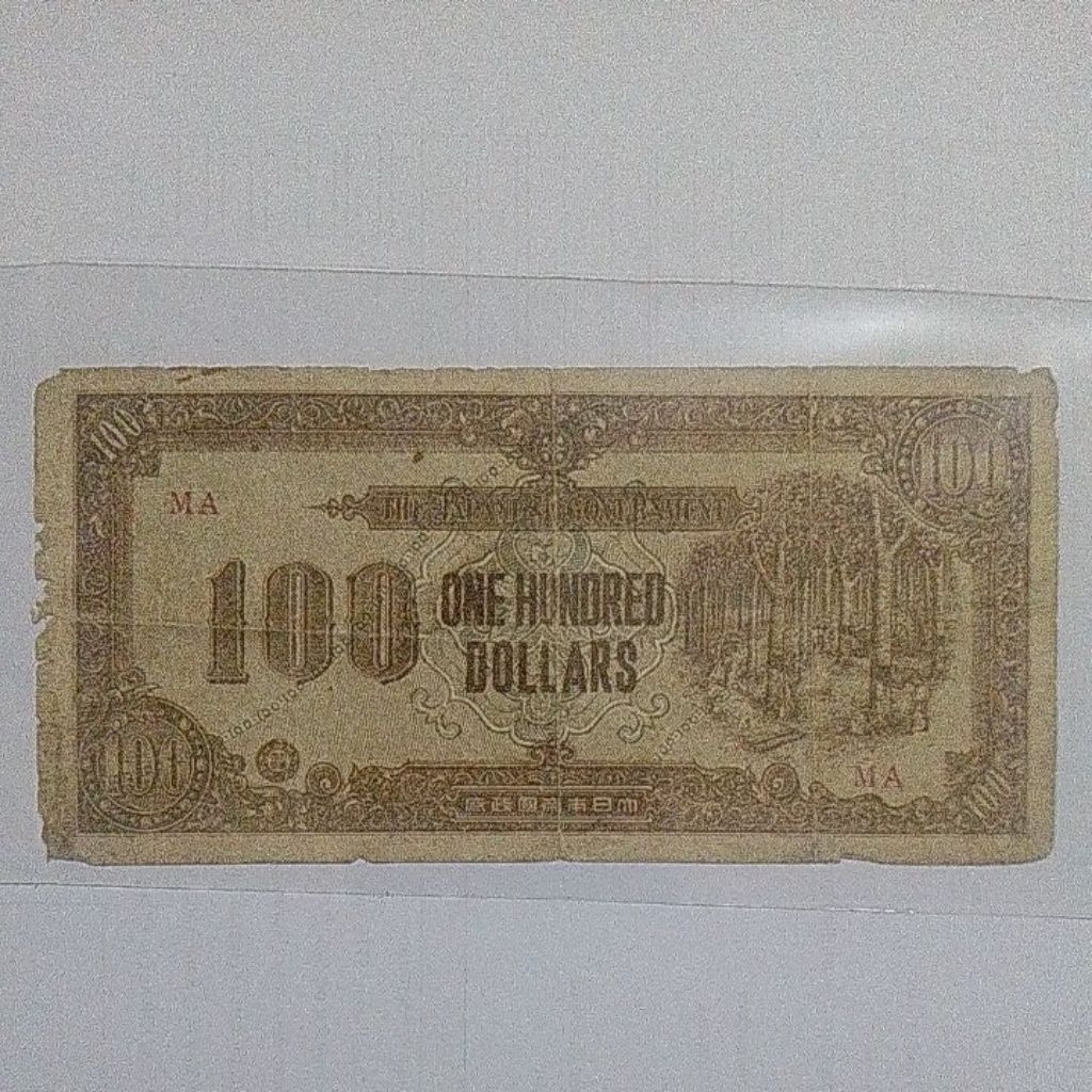 Uang Dai Nippon di Malaya 100 dollar 1942 fine