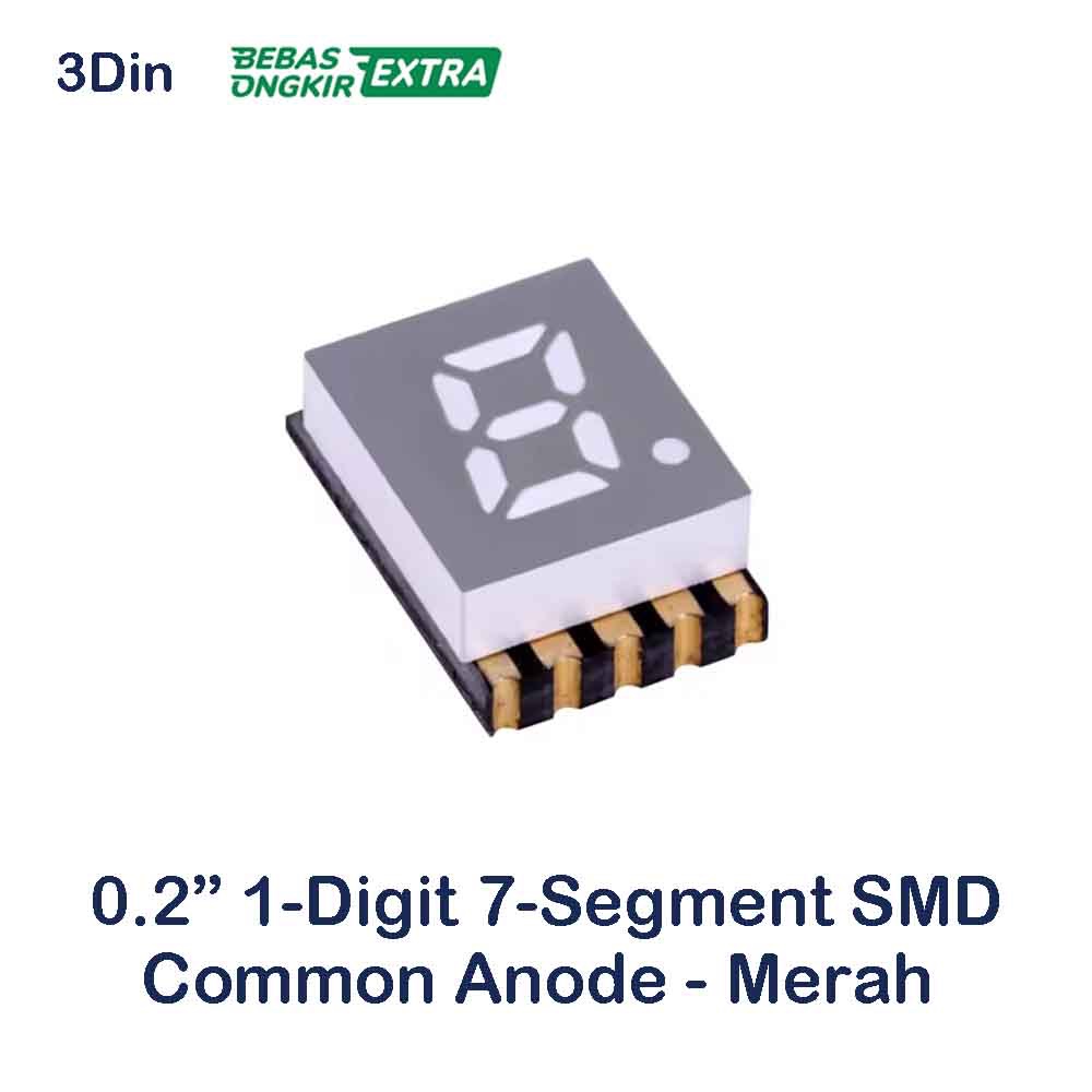 0.2" 1 Digit 7 Segment SMD Display Common Anode Red Merah 0.2 Inch Small