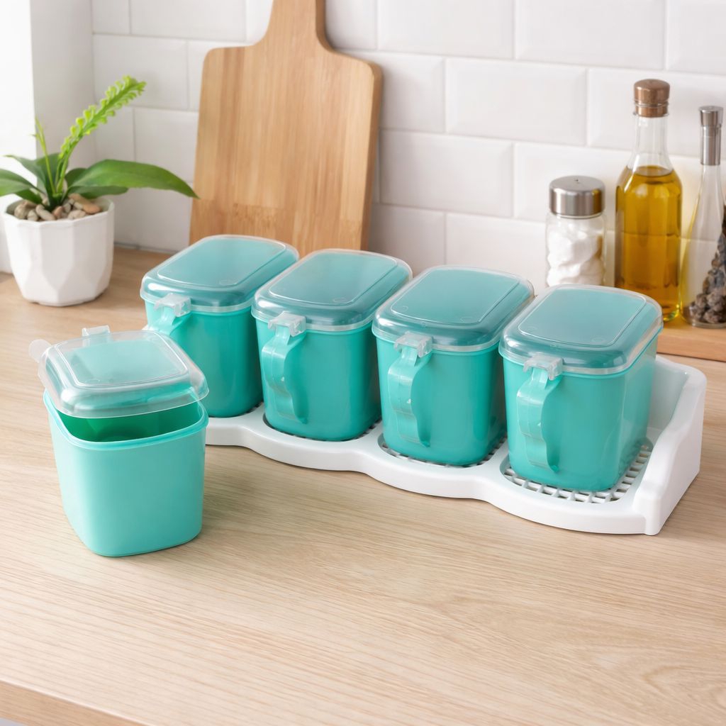 Tempat bumbu dapur set free sendok plastik / kontener bumbu dapur