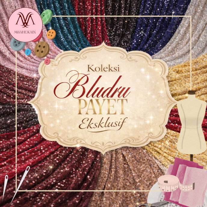 TERMURAH‼️Kain Bludru Sequin/Payet/Spangle PREMIUM Velvet Bludru Stretch Meteran Eceran Murah Harga 
