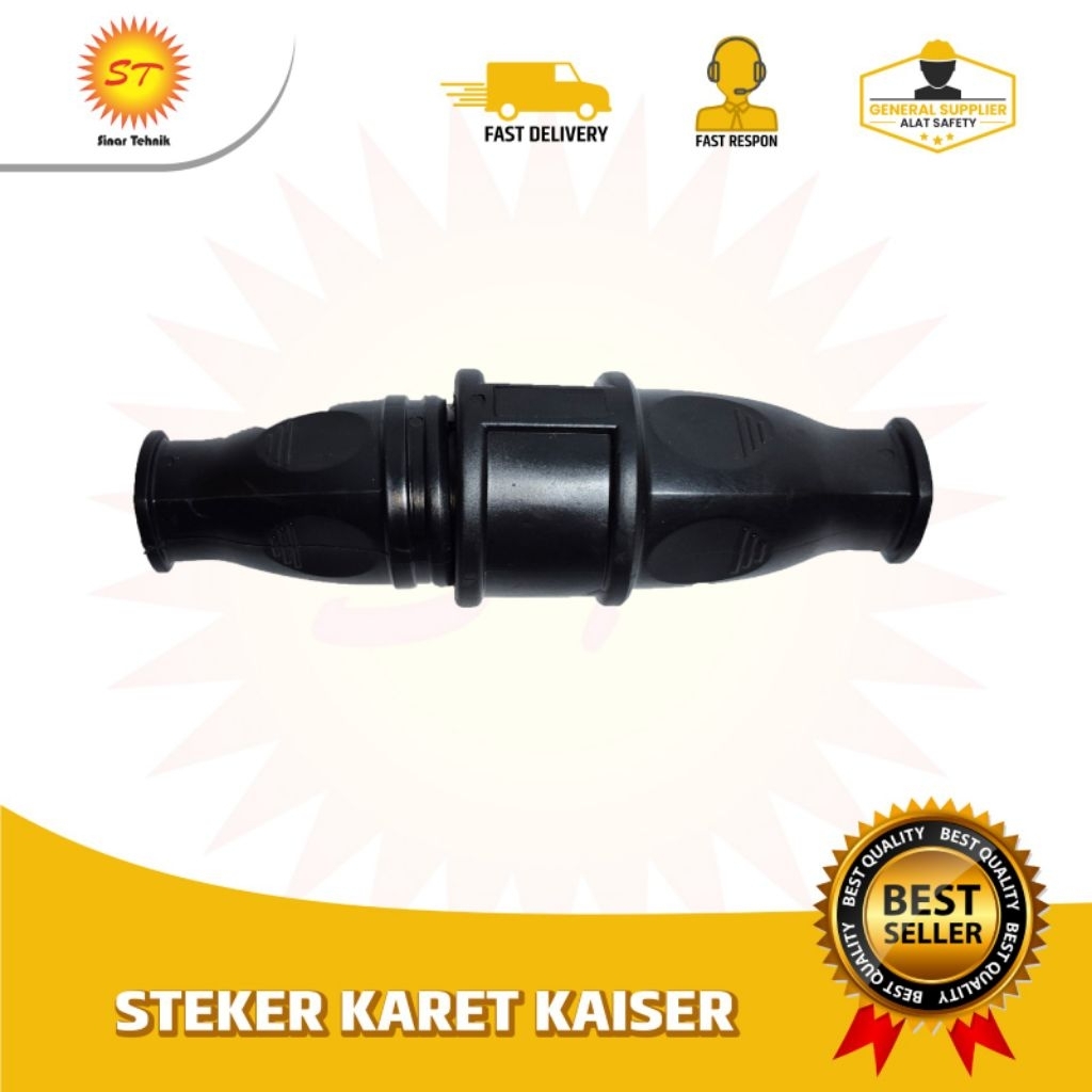 Steker Karet Jantan Kaiser | Colokan Listrik Karet Mesin - Steker Male