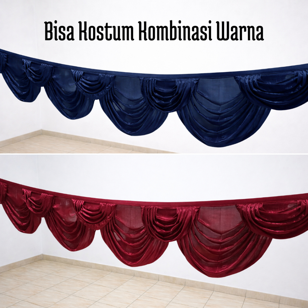 Rumbai Tenda/Poni Tenda Dekorasi Pesta - Kain Rumbai Dekorasi Tenda - Bisa Custom Kombinasi Warna