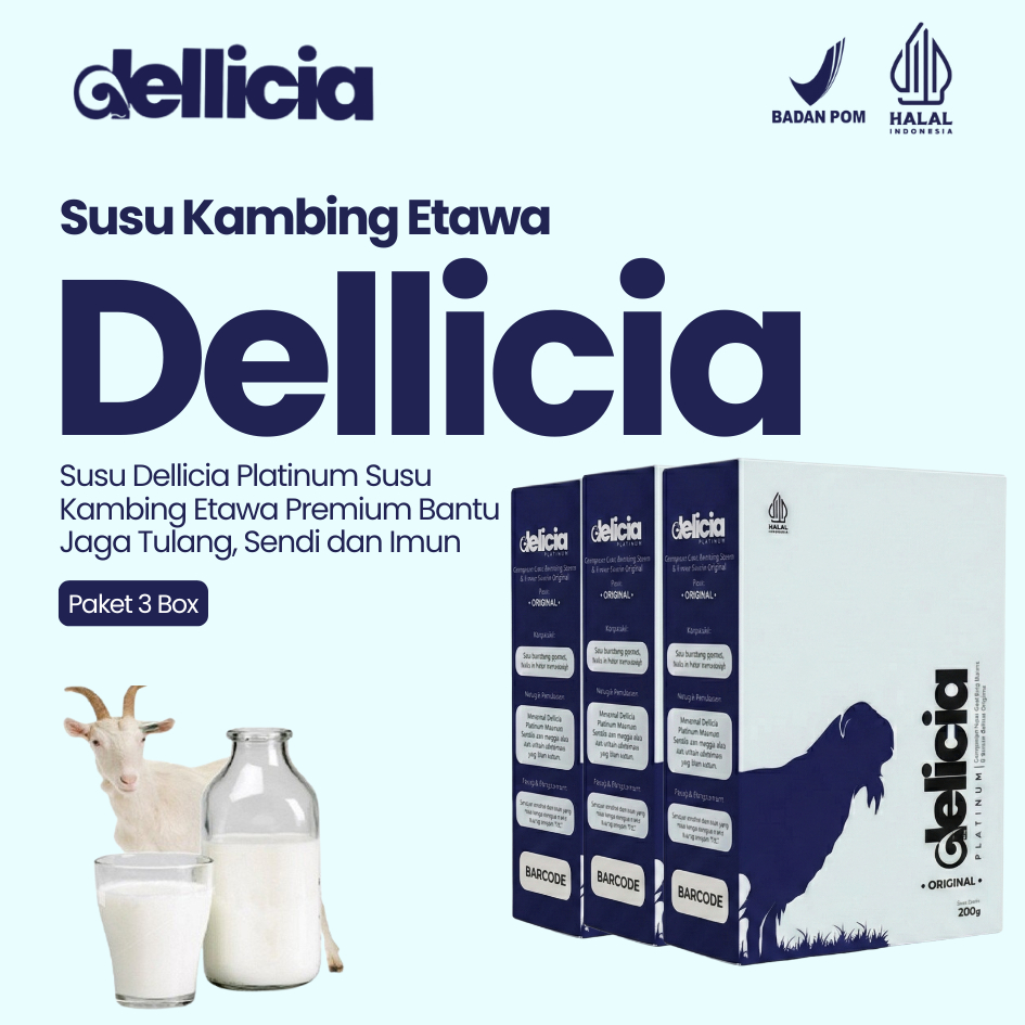 3 Box Susu Kambing Etawa Premium | Dellicia Platinum Susu Kambing Etawa 100% Asli