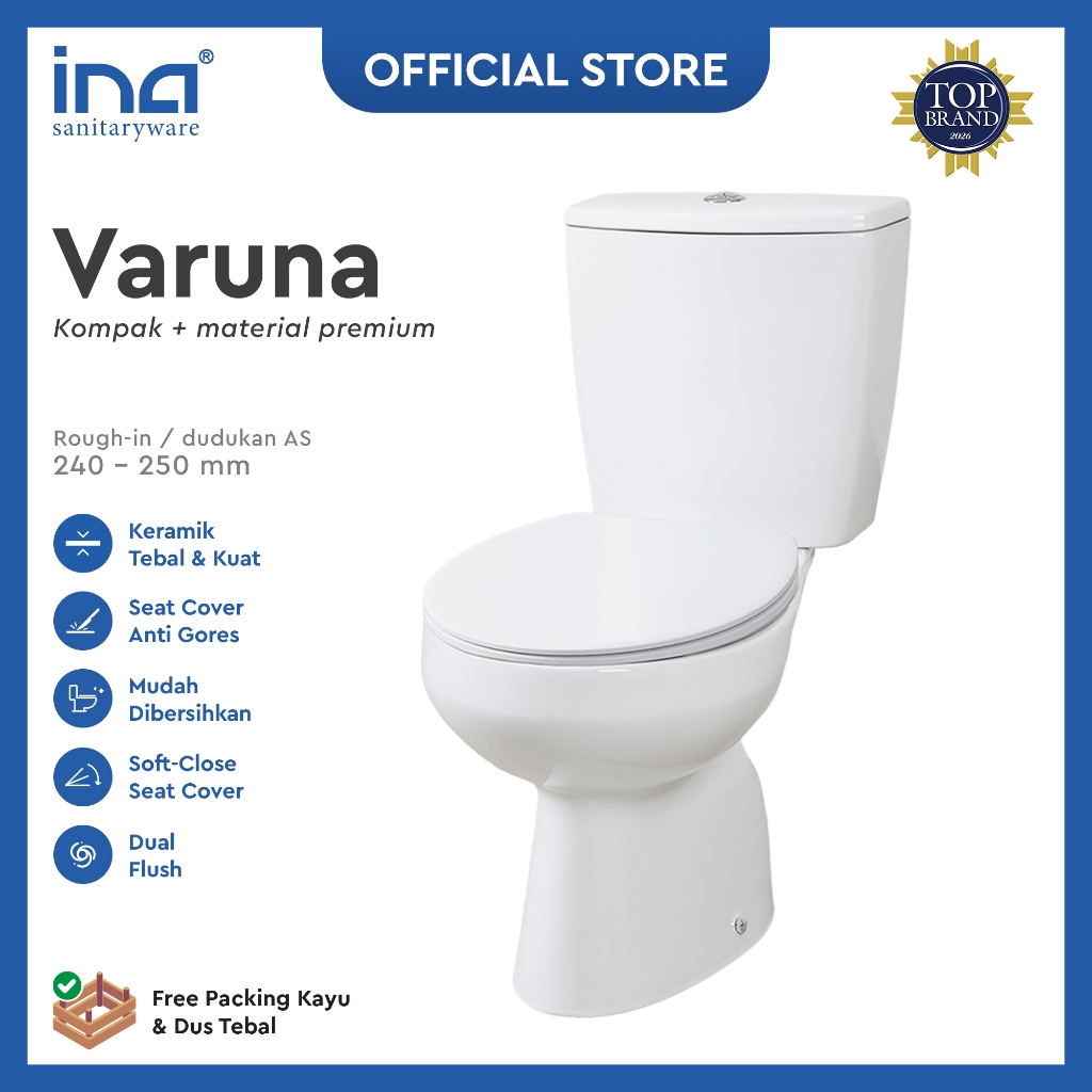 INA Closet VARUNA + Seat Cover UF Anti-scratch *FREE JET SHOWER | Closet Duduk - Kloset - Kloset Dud