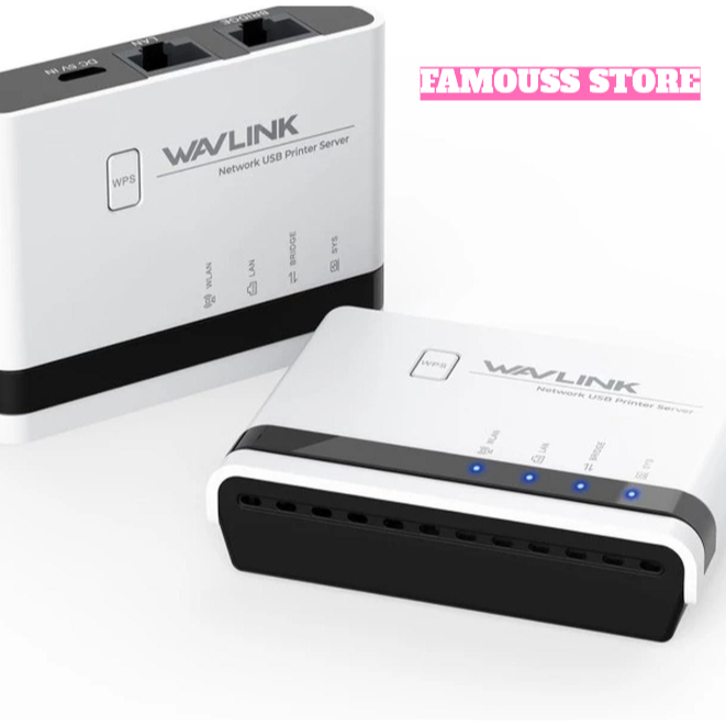 WAVLINK Wireless Print Server, USB WiFi Print Server with 100Mbps LAN & Bridge