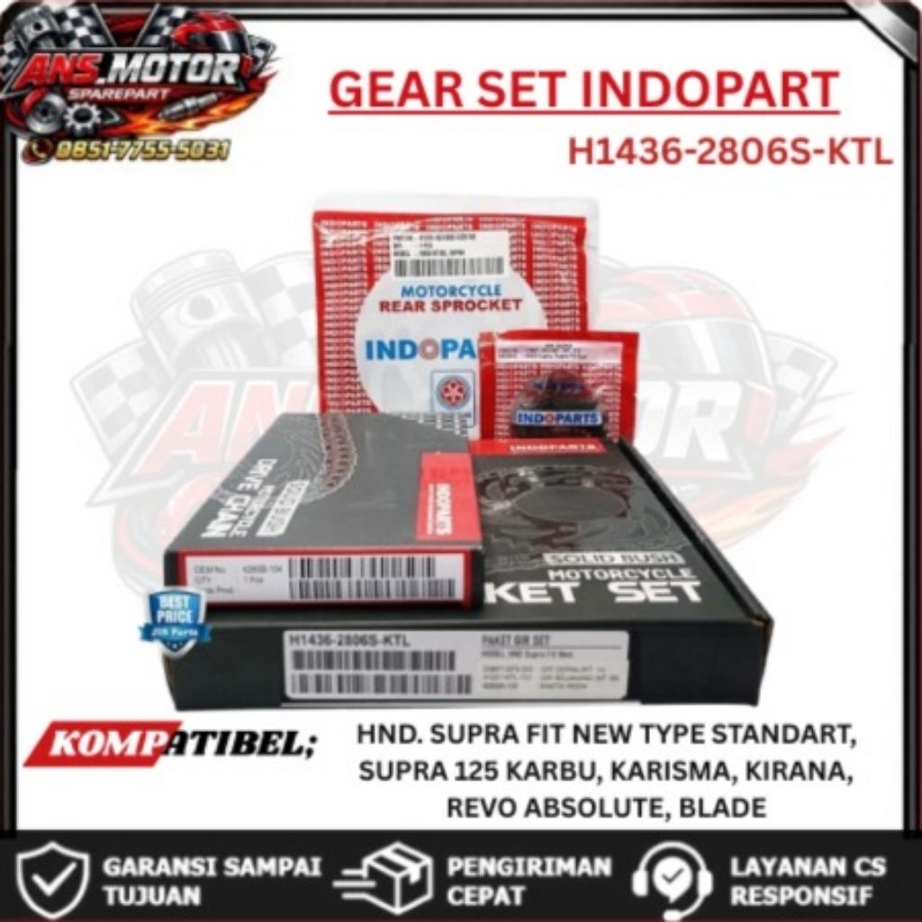 Gearset Motor Indoparts Honda Supra Fit New Standart H1436-2806S-KTL Original Indoparts