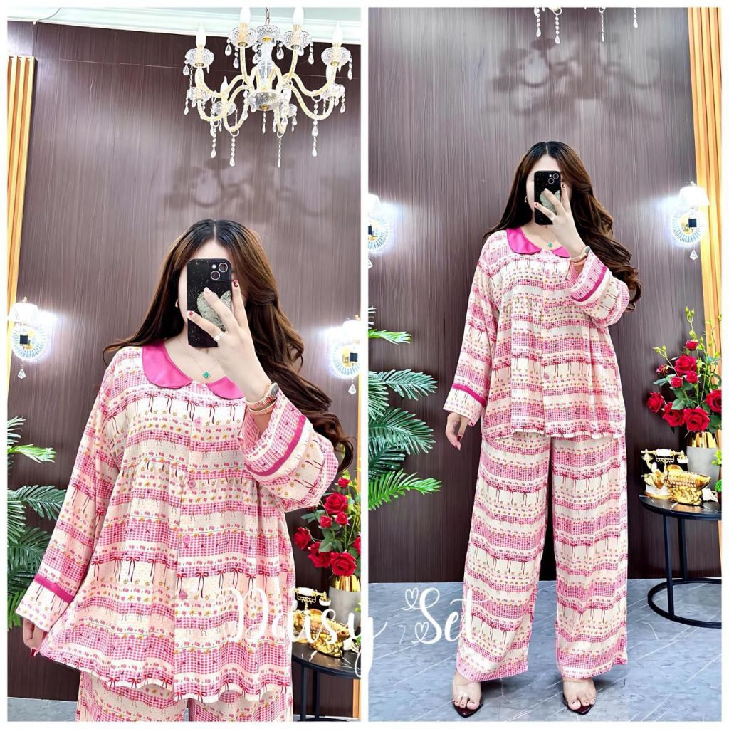 baju setelan oneset Poppy set Aurel celana Kulot wanita by dst Vn terbaru kekinian