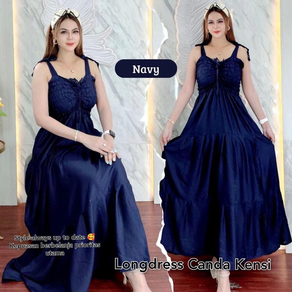 Longdress Canda Kensi Polos Tali Serut Daster Bali Katun Lembut Bunga Karet Simple Motif Rayon Casua