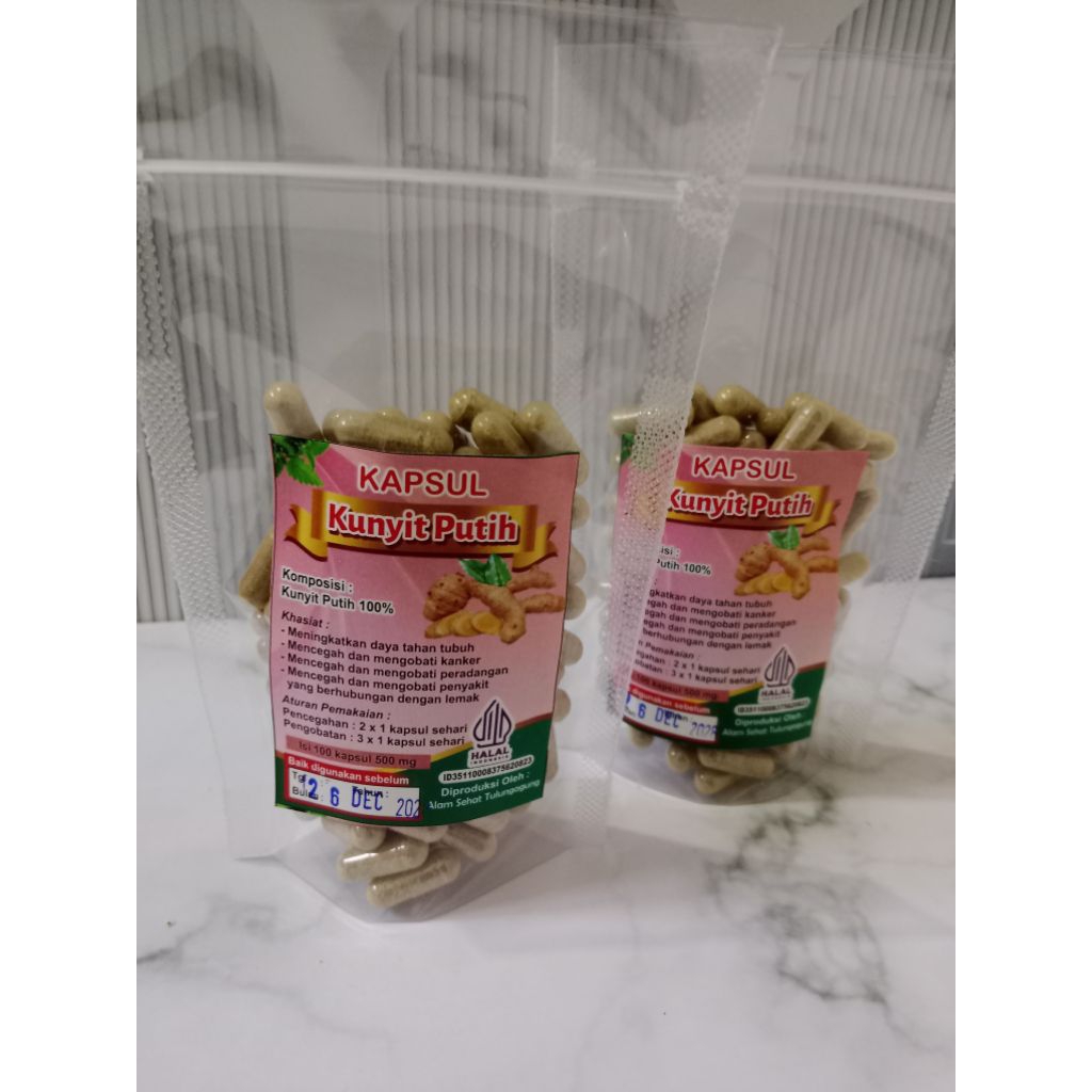 kunyit putih kapsul 100butir/kapsul kunyit putih asli dan murni sejuta manfaat