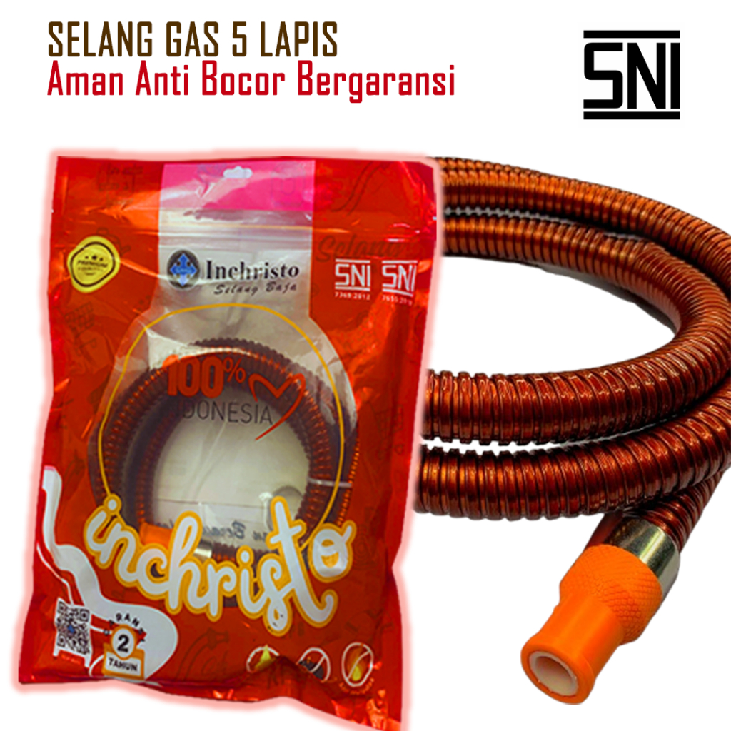 Selang Regulator Kompor Gas 3kg 5Kg 12Kg LPG Anti Bocor 5 Lapis Inchristo Kuat dan Aman