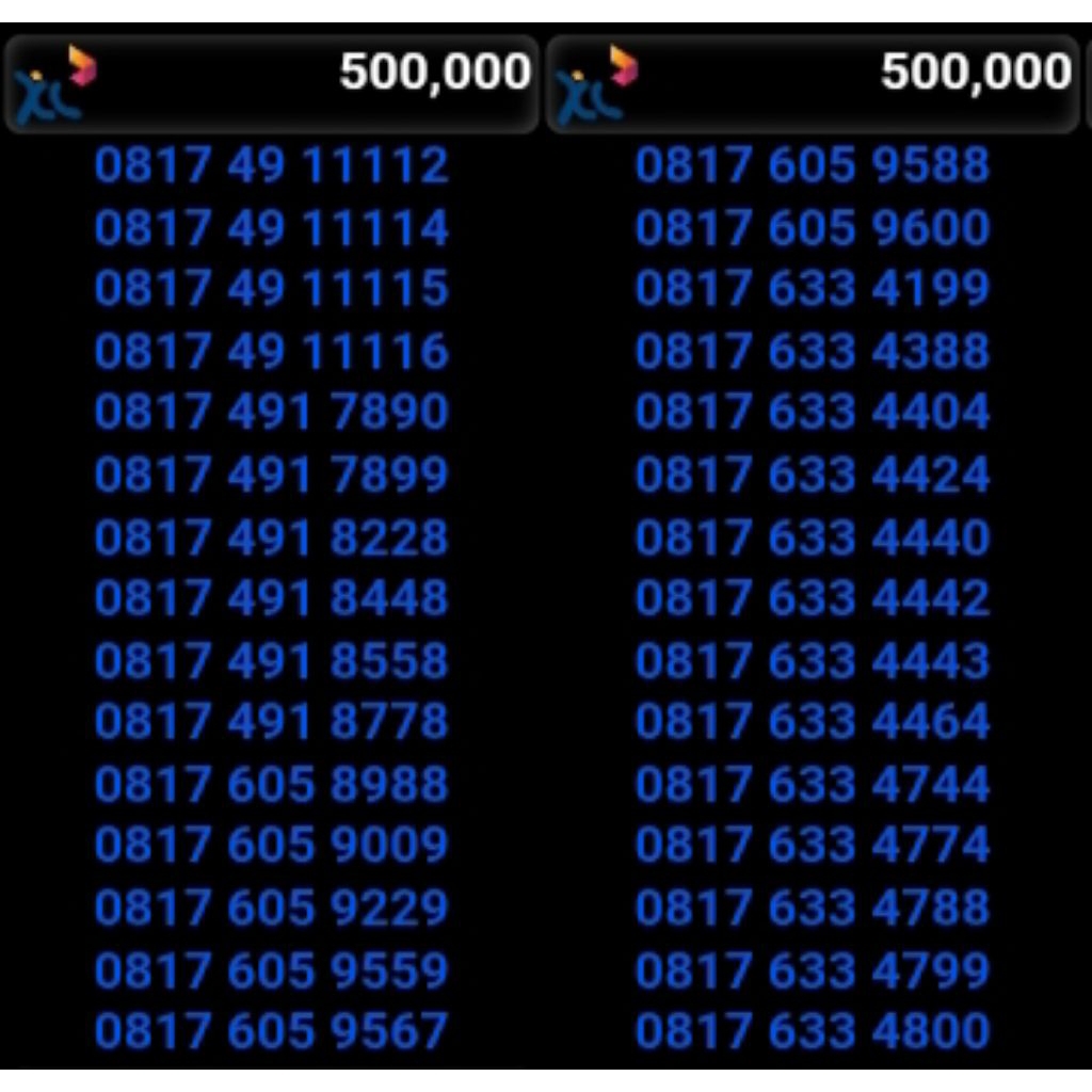 nomorcantik perdana XL 11 digit