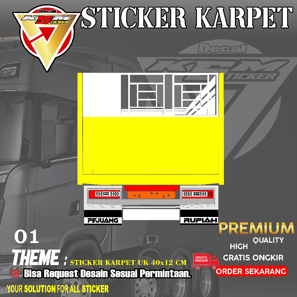 sticker cutting karpet truck/variasi stiker karpet bisa riquest nama