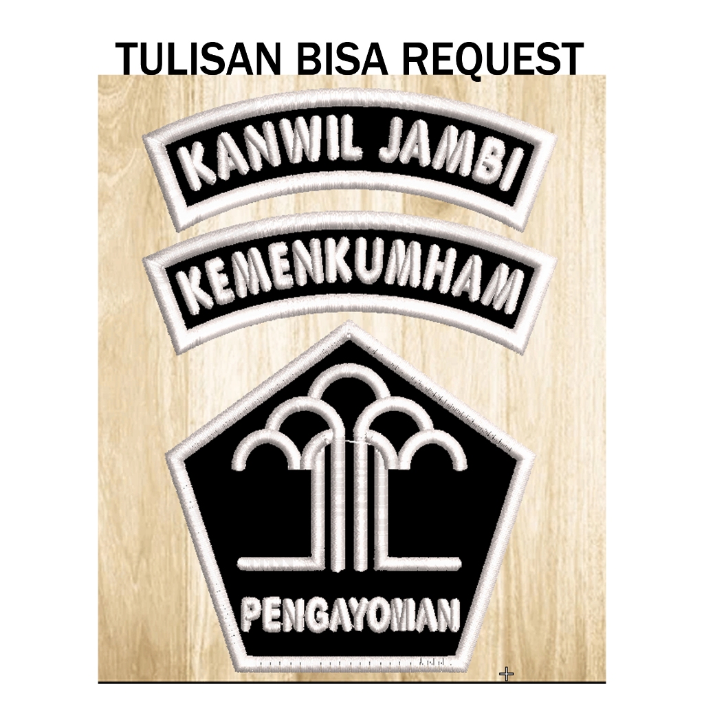 Logo Kemenkumham Sekjen Pengayoman Bordir Timbul 3D