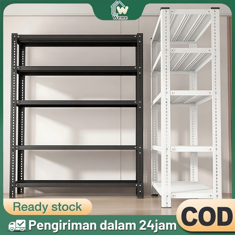 Rak Besi Siku 3/4/5/6 Susun Full Besi Lubang – Rak Gudang Dapur Kantor Anti Karat Kapasitas 100kg/La