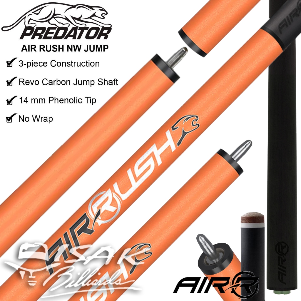 Predator Air Rush Flare Orange Carbon Jump Cue NW - Limited Edition Stick Billiard Bola Loncat Karbo