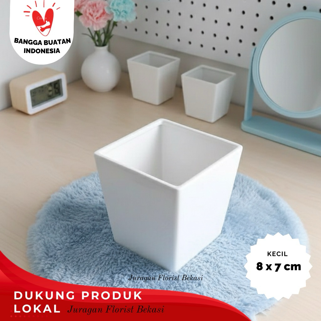 8807 VAS MELAMIN KOTAK KECIL pot bunga kotak pot kotak putih / vas kotak