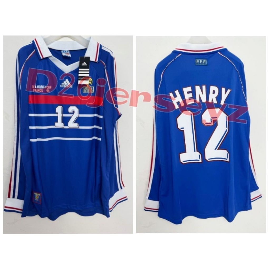 Jersey RETRO PrancisS_ Home Long sleeve Longsleeve Lengan Panjang 1998 + Cetak Nama Nameset HENRY 12