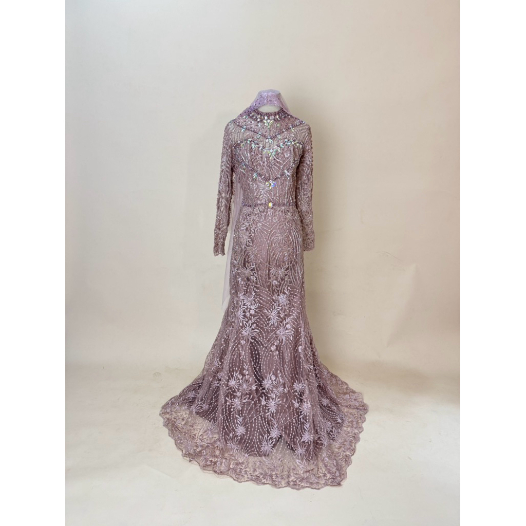 gaun pengantin rose gold wedding dress