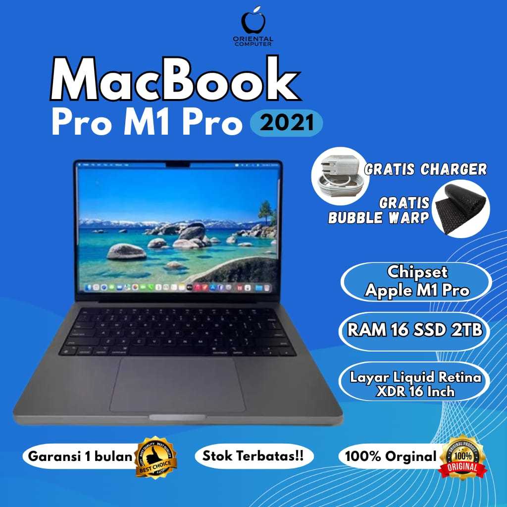 Laptop Apple MacBook Pro M1 Pro 2021 16/2TB SSD 16 Inch Second Original Bergaransi