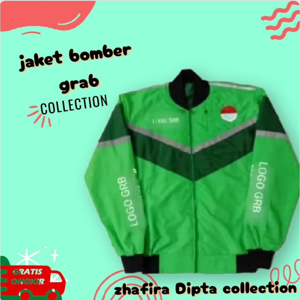 Jaket GB Hijau List Hitam - Ukuran M L XL XXL LengkapAtribut Driver Grab Terbaru - Jaket Ojol