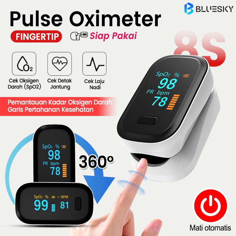 Oximeter Tipe Penjepit Jari / Monitor Detak Jantung dan Denyut Nadi / Alat Uji Saturasi Oksigen Nadi