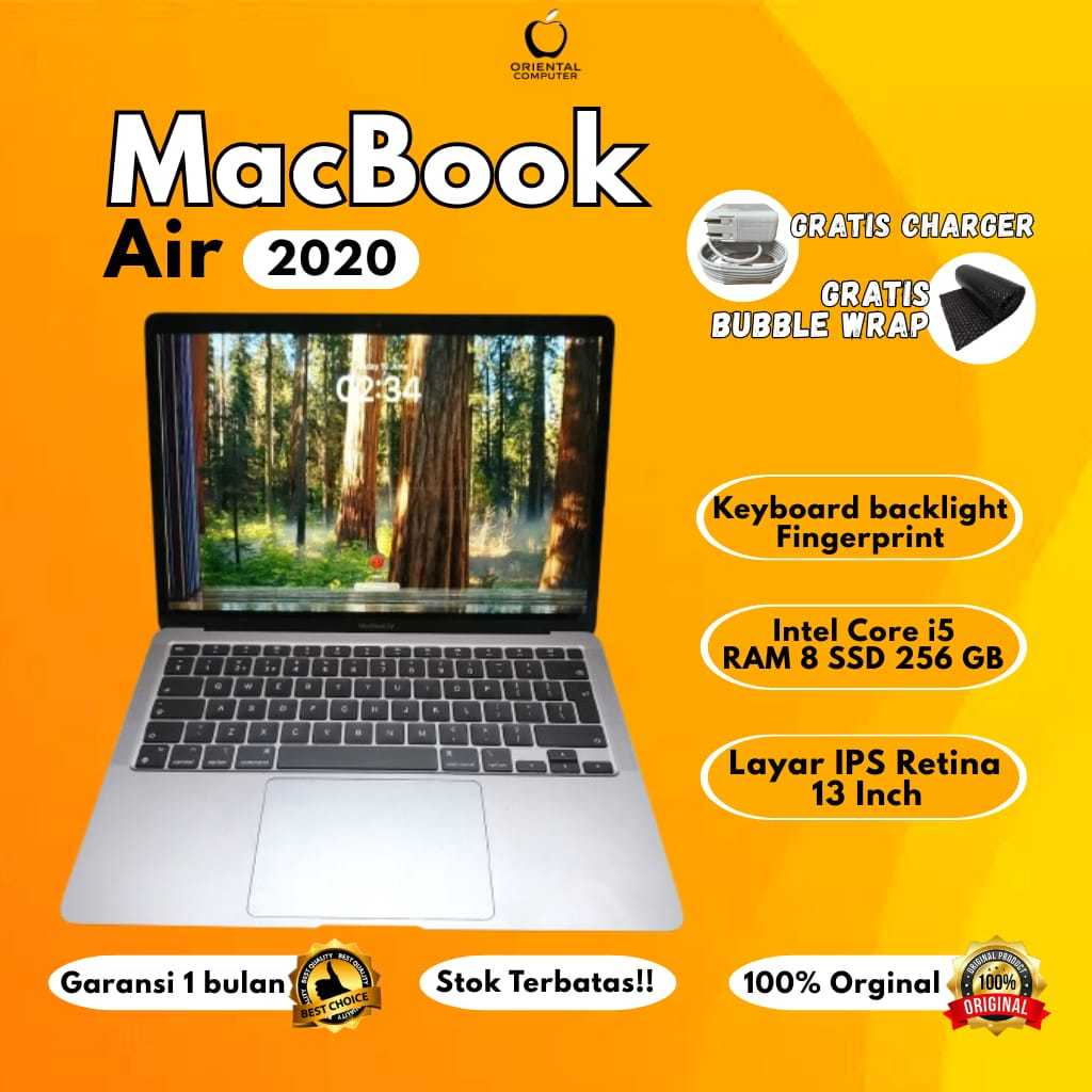 Laptop Apple MacBook Air 2020 i5 8/512GB SSD 13 Inci Second Original Bergaransi