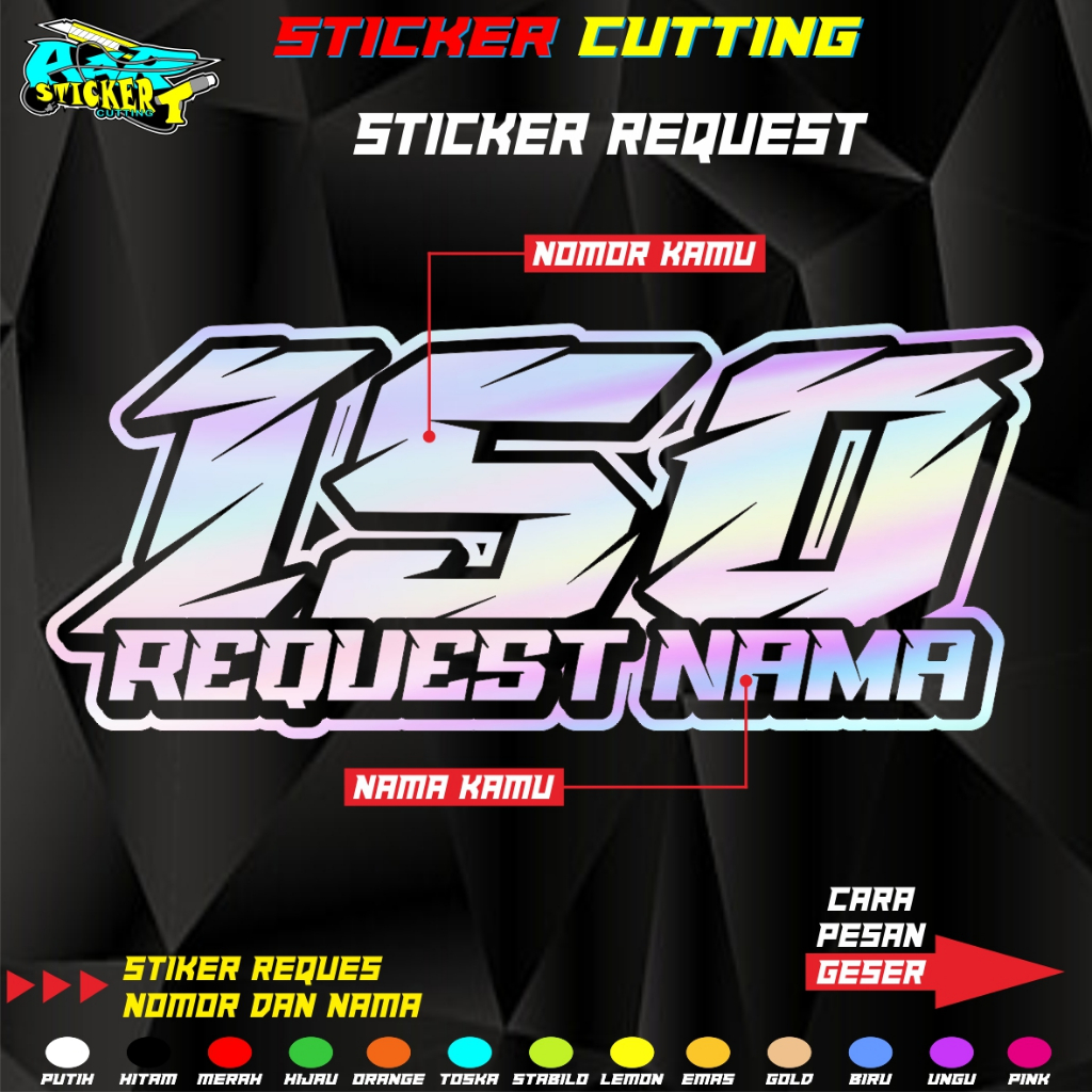 Stiker Custom Nama & Nomor Start Racing Cutting Hologrammm