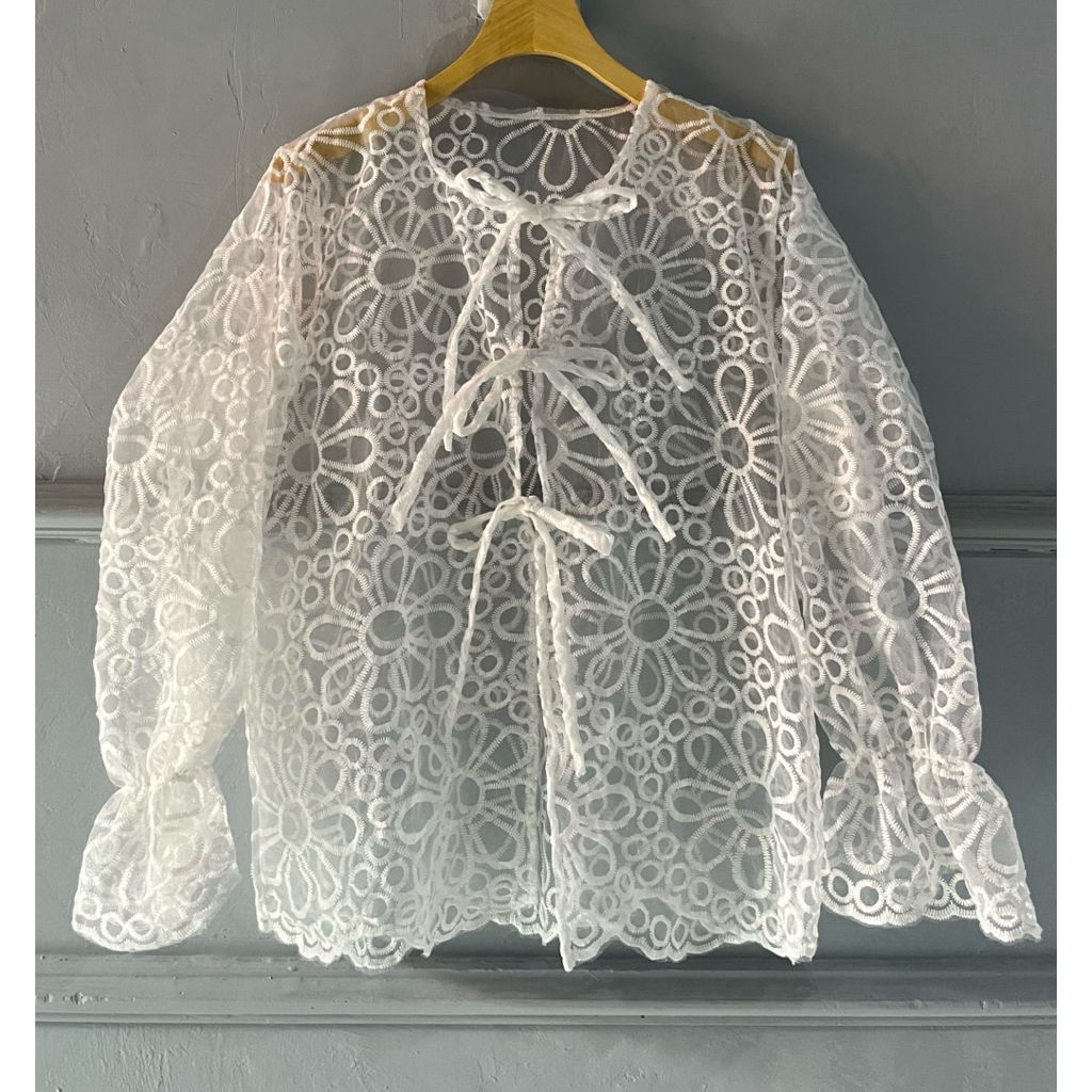 BLOUSE ORGANZA BORDIR BUNGA OUTER ORGANZA BORDIR PITA