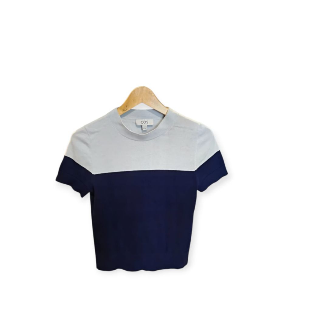 Cos Navy & White Knit T-shirt