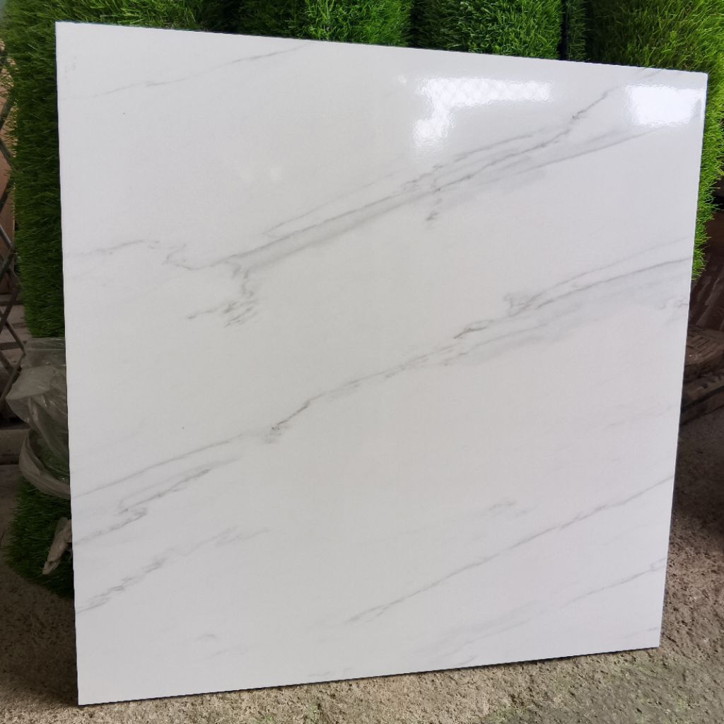 keramik cutting 60x60 putih motif marmer(glossy)/ keramik motif marmer/ keramik dapur/ keramik dindi