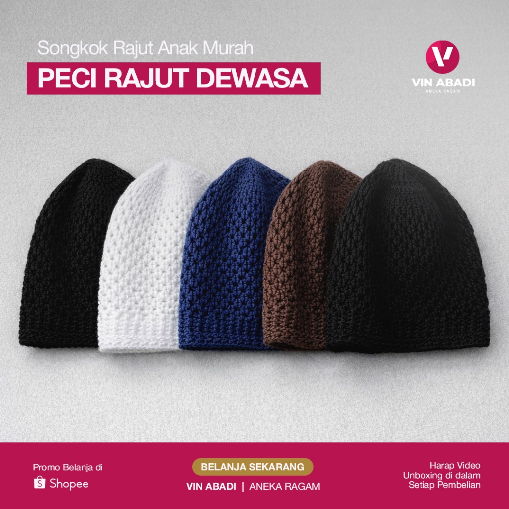 Songkok Rajut / Benang / Kain / Haji / Peci / Kopiah / Murah