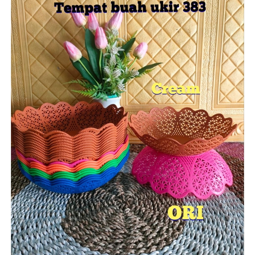 Tempat Buah/Keranjang Buah ukir coklat/Keranjang Buah Ukir DX