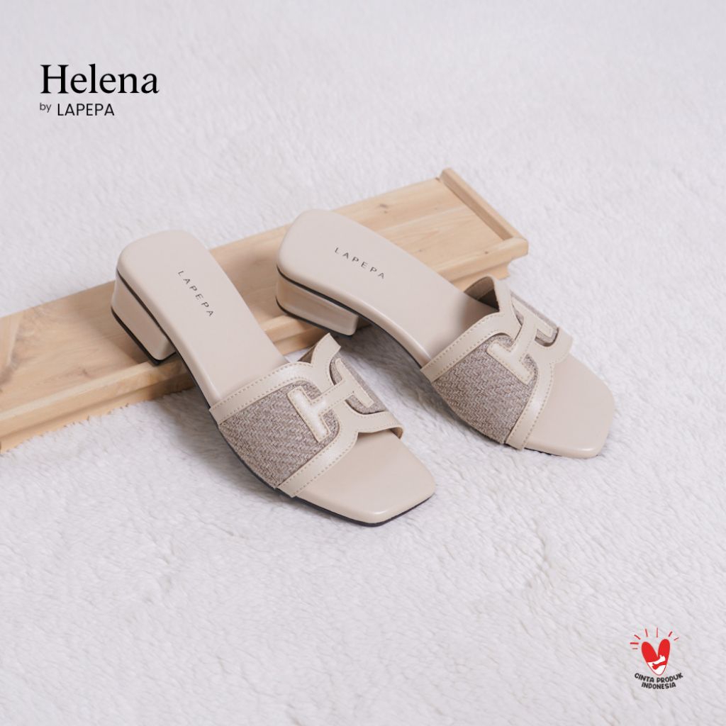 LAPEPA -  HELENA Sandal Wanita Slop High Heels Tinggi Sedang 4cm Size 36 - 40 Sendal Selop Hak Tahu 
