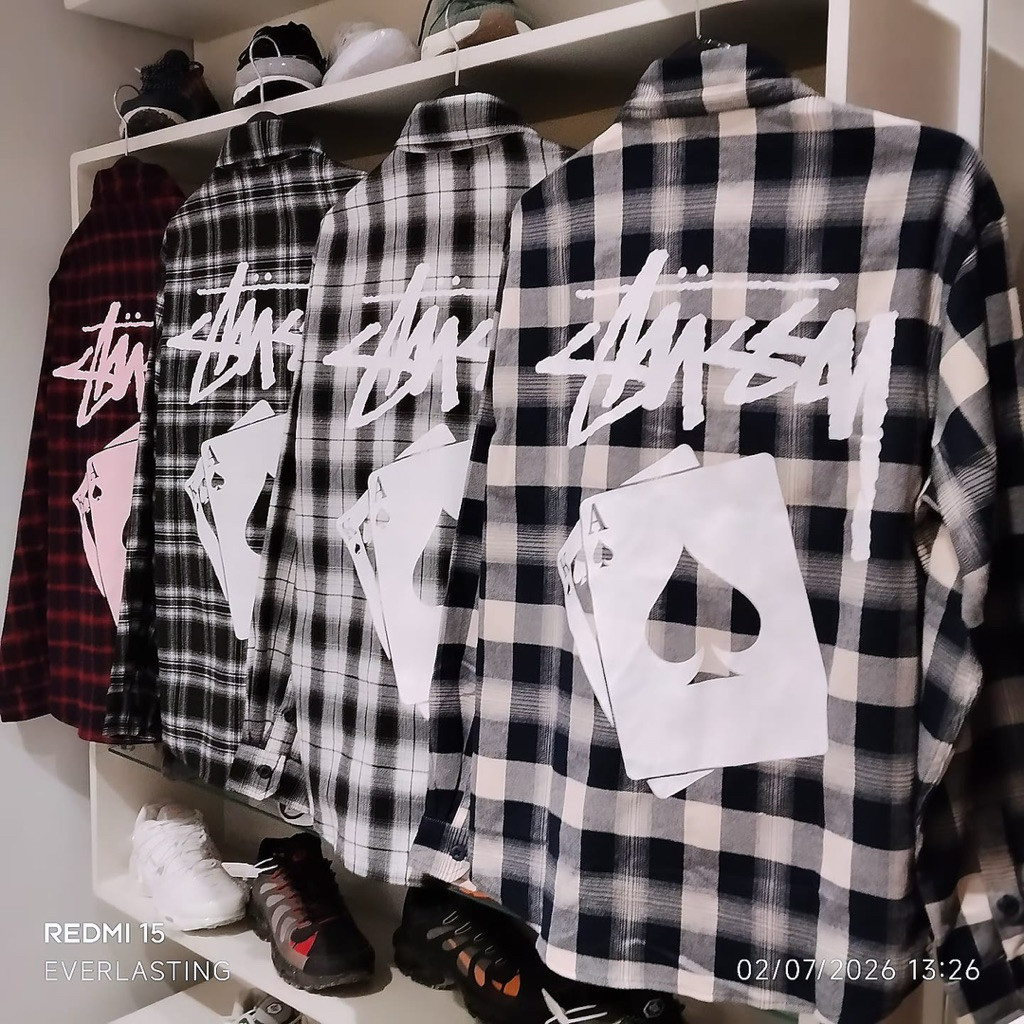 Kemeja Flanel Poker Stussy 110 115 120