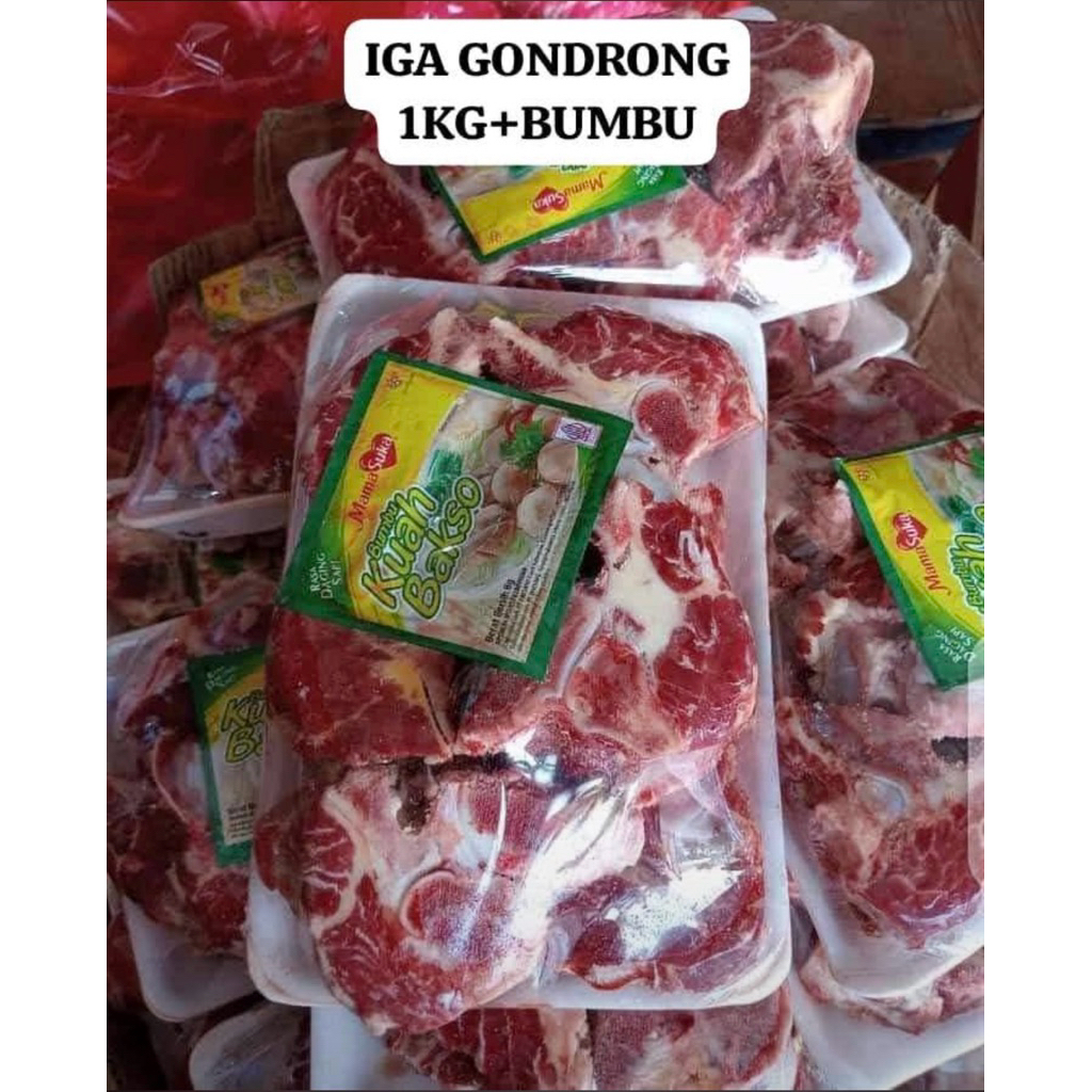 Daging Iga Gondrong Sapi 1KG - Daging Tebal, Halal, Fresh