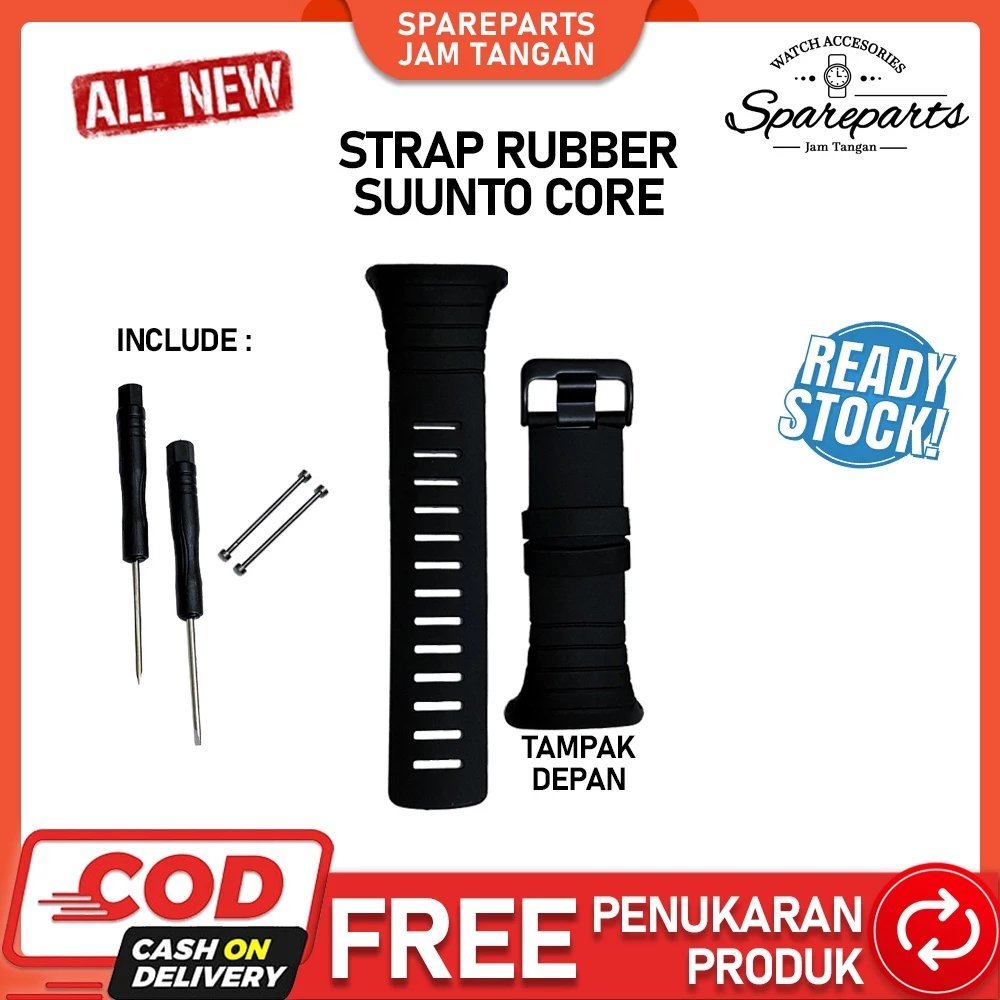 Strap Rubber Band Suunto Core All Black Tali Jam Tangan Suunto Core Watch