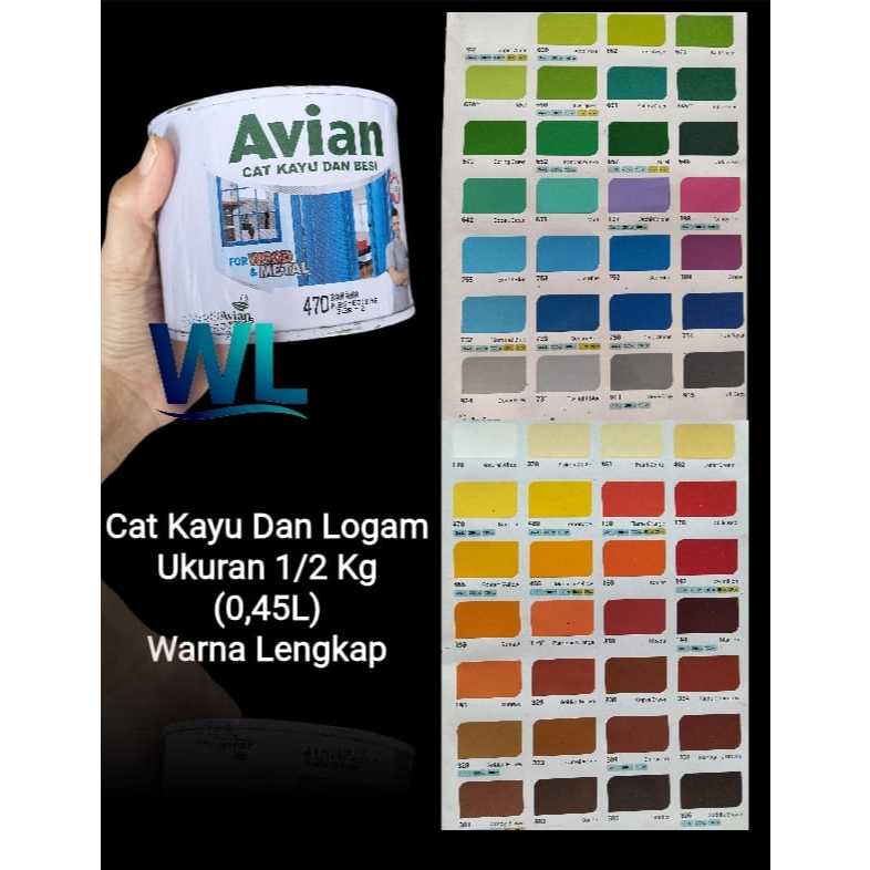Cat Kayu Pintu dan Jendela Cat Avian 1/2Kg Cat Kayu dan Logam Warna Lengkap
