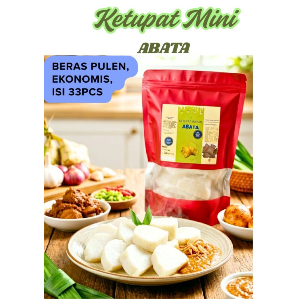 Ketupat Mini Instan isi 30+3 Abata 750gram / Lontong Instan Mini Abata