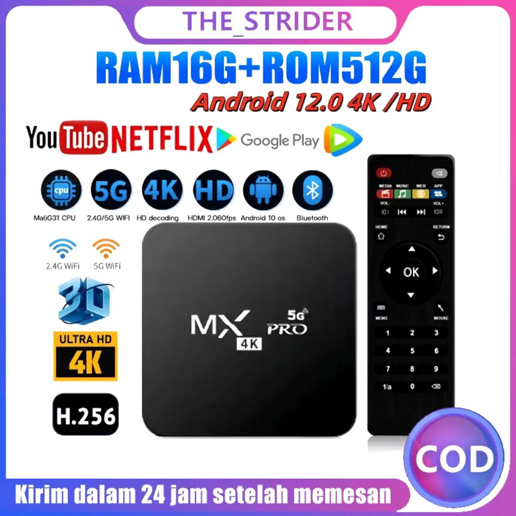 preloved Android TV BOX MXQ-Pro 4K 512GB Smart TV Box