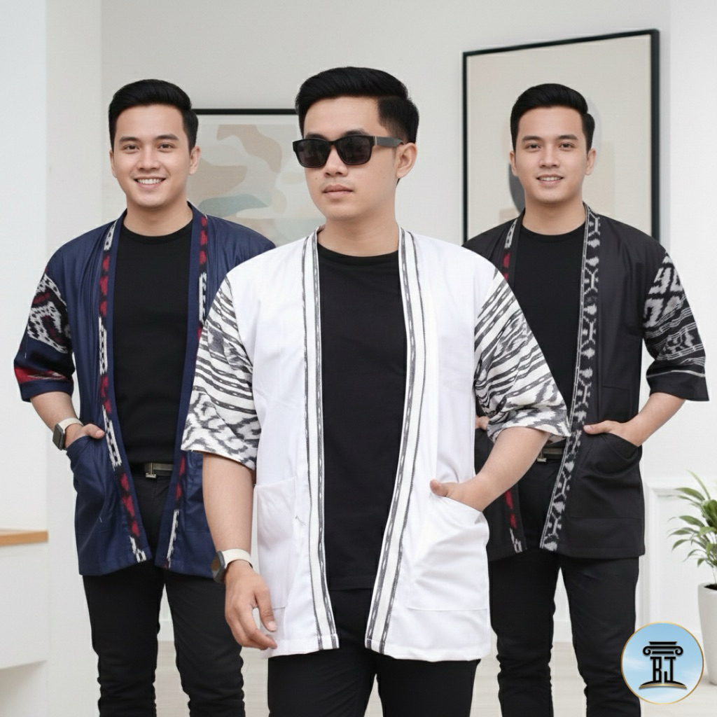 Ready Stok Kimono Etnik Tenun/Outwear Tenun/Baju Pria/Kimono Pria