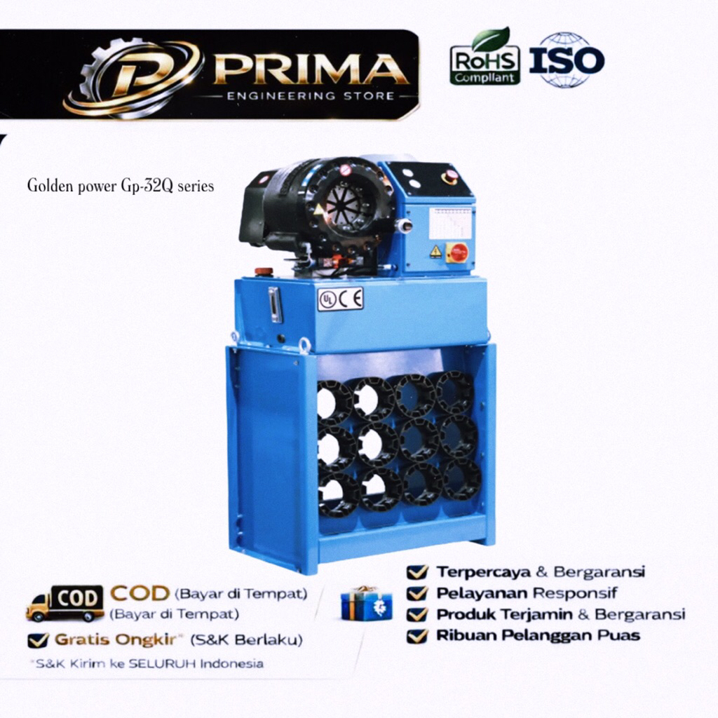 PES-GOLDEN POWER GP32Q MESIN PRES SELANG HIDROLIK CRIMPING MACHINE EROPA