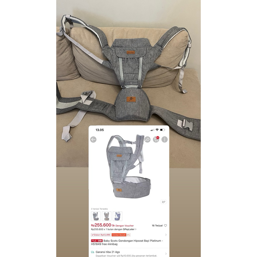 [Preloved] Baby Scots Gendongan Hipseat Bayi Platinum