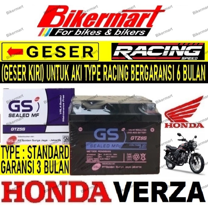 Aki Motor Honda Verza GTZ5S Accu Kering MF