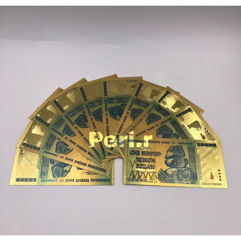 UANG GOLD FOIL 100 TRILIUN ZIMBABWE EDISI KOLEKSI UNIK