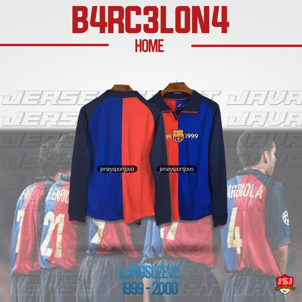 ( BISA COD ) JERSEY BAJU BOLA PRIA LONGSLEEVE RETRO JERSEY BOLA BARCELONA CENTENARY CENTE 1998-1999 