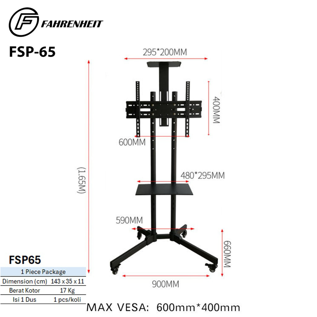 Bracket Standing tv fahrenheit FSP 65F berdiri 32inch - 70inch breket