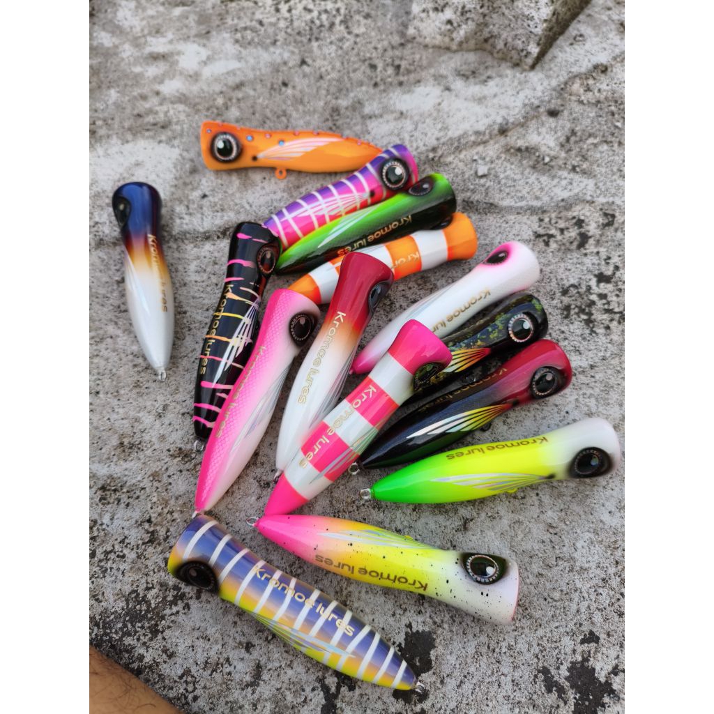 (30gr) UMPAN POPPER KAYU HANDMADE KROMOE LURE, LURE CASTING KILLER