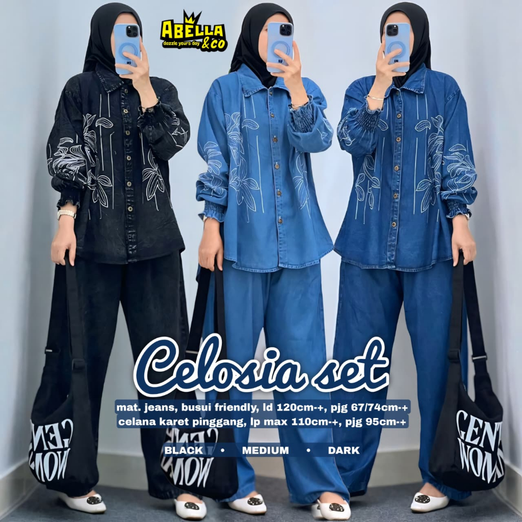 CELOSIA SET BY ABELLA/GAMIS JEANS JUMBO ORI BEST SELLER